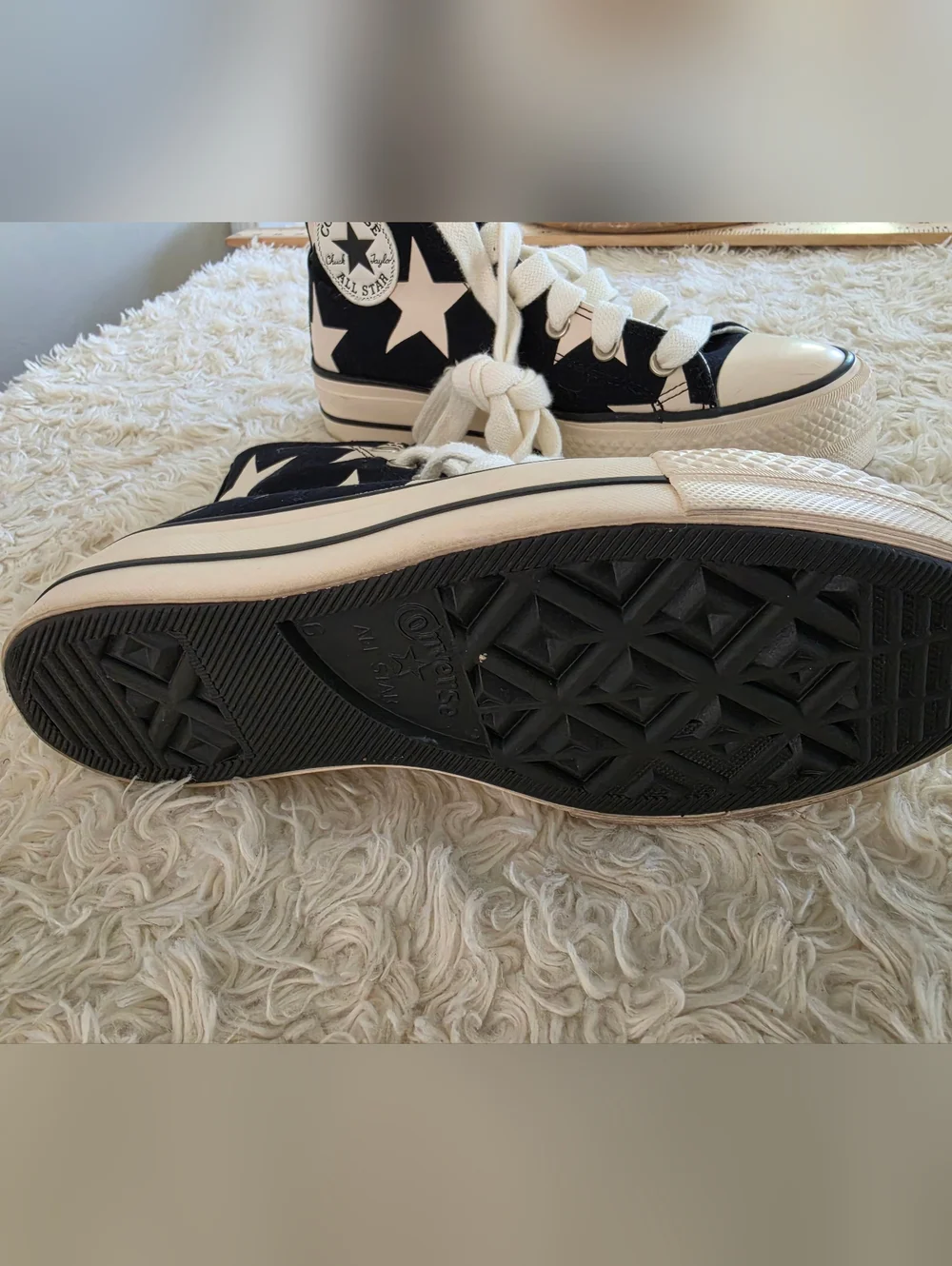 Converse Platform Chuck Taylor All Star High Top Sneakers in Black/White Star - Picture 6 of 6